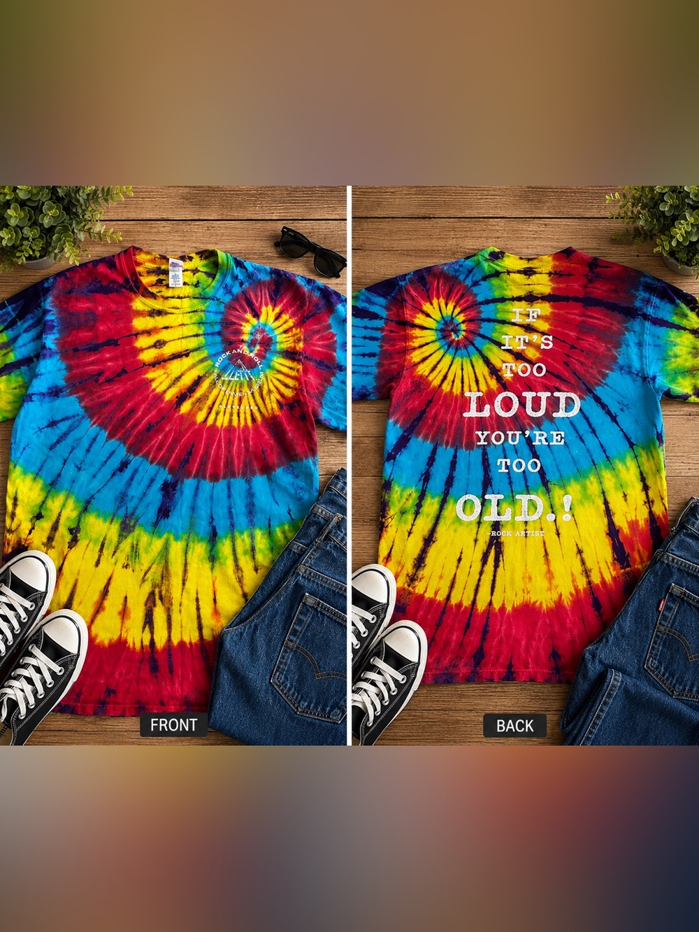 Rock & Roll Hall of Fame Tie Dye Graphic Tee Rainbow Spiral Shirt Sz M